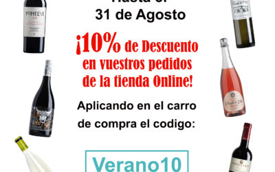 Hasta el 31 de Agosto ¡¡10% de descuento en todos los vinos de nuestra Tienda Online!!